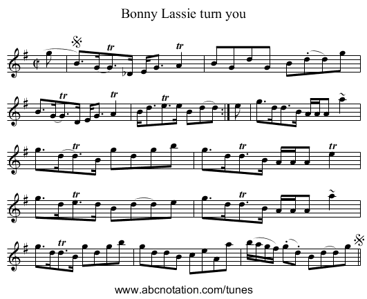 Bonny Lassie turn you - staff notation