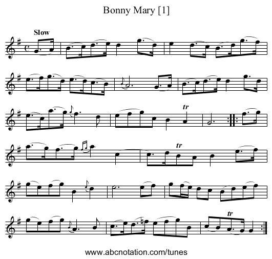 Bonny Mary [1] - staff notation