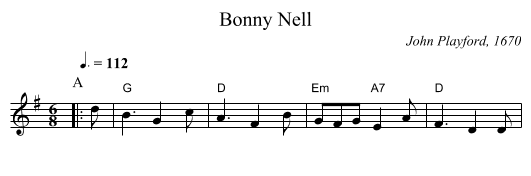 Bonny Nell - staff notation