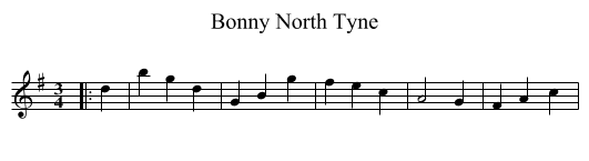 Bonny North Tyne - staff notation