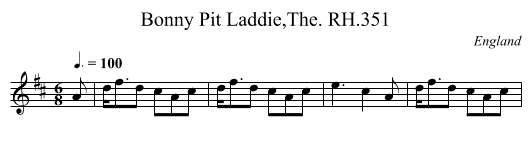 Bonny Pit Laddie,The. RH.351 - staff notation