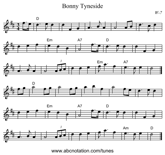 Bonny Tyneside - staff notation