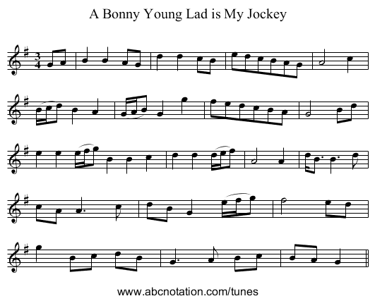 Bonny Young Lad is My Jockey, A - staff notation
