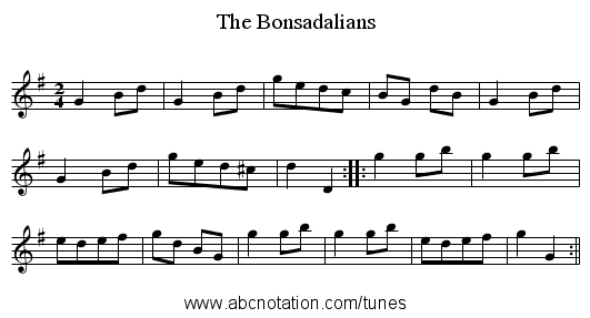 Bonsadalians, The - staff notation