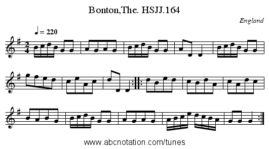 Bonton,The. HSJJ.164 - staff notation