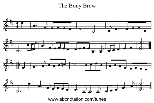 Bony Brow, The - staff notation