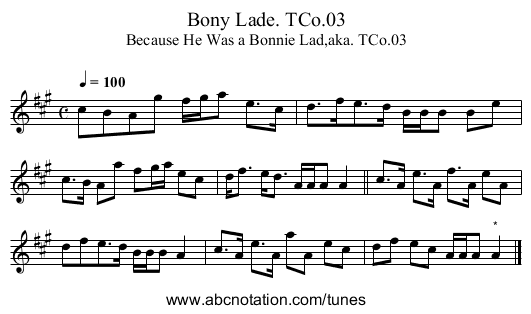 Bony Lade. TCo.03 - staff notation
