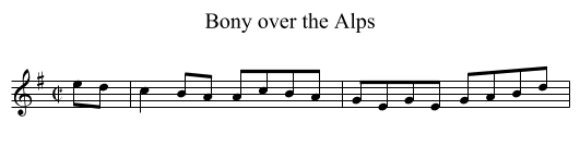 Bony over the Alps - staff notation
