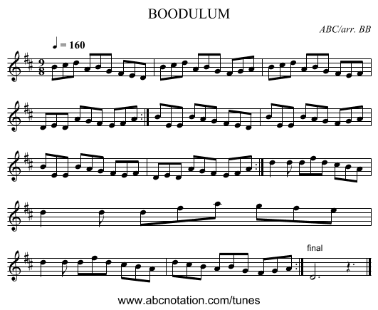 BOODULUM - staff notation