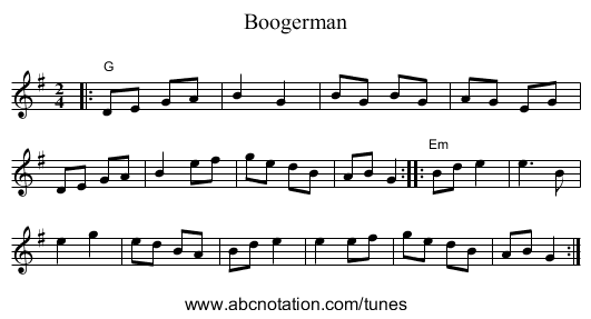 Boogerman - staff notation