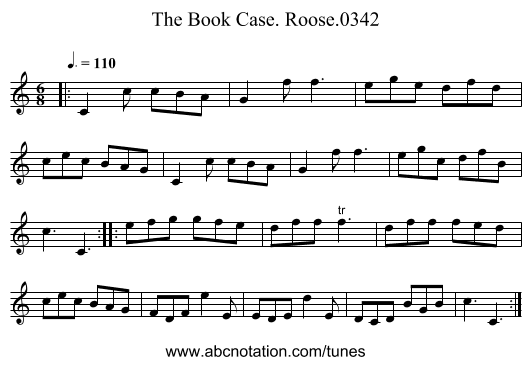 Book Case. Roose.0342, The - staff notation