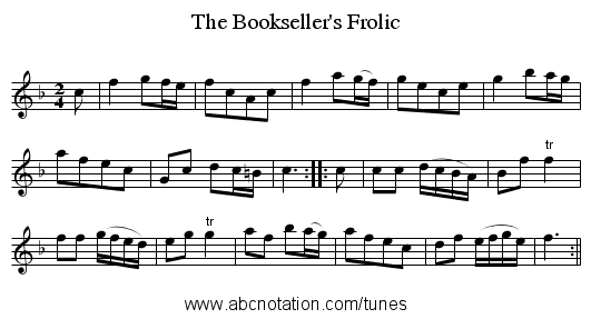 Bookseller's Frolic, The - staff notation