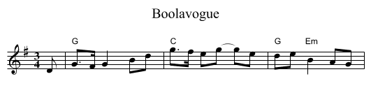 Boolavogue - staff notation