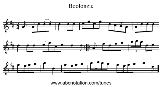 Boolonzie - staff notation