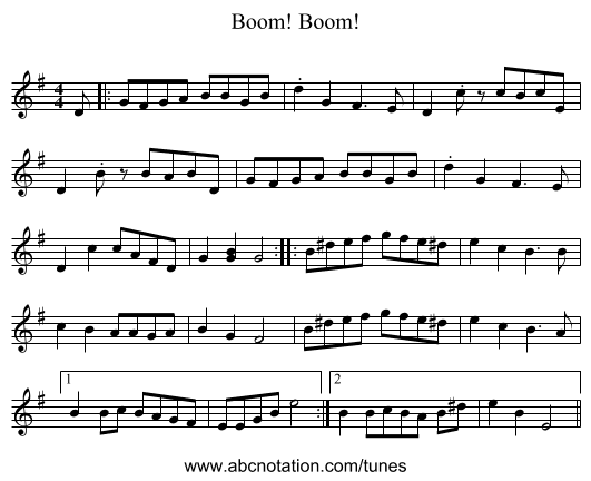 Boom! Boom! - staff notation