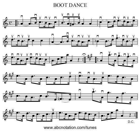 BOOT DANCE - staff notation