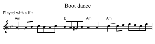 Boot dance - staff notation