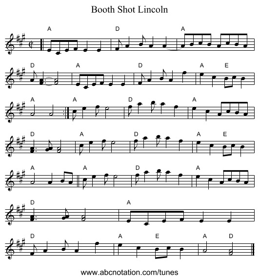 Booth Shot Lincoln - staff notation