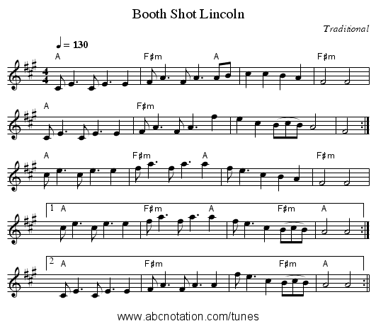 Booth Shot Lincoln - staff notation