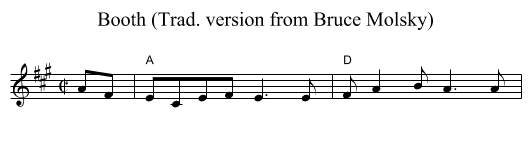 Booth (Trad. version from Bruce Molsky) - staff notation