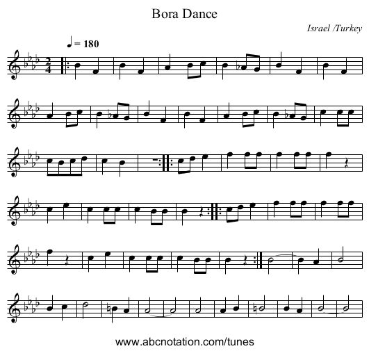 Bora Dance - staff notation