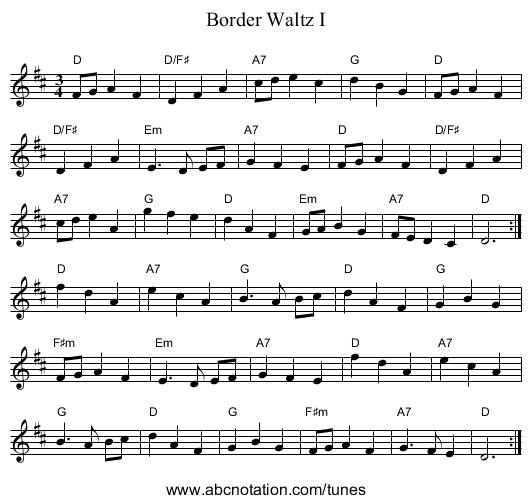 Border Waltz I - staff notation