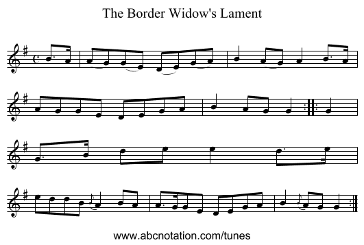 Border Widow's Lament, The - staff notation