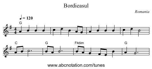 Bordieasul - staff notation