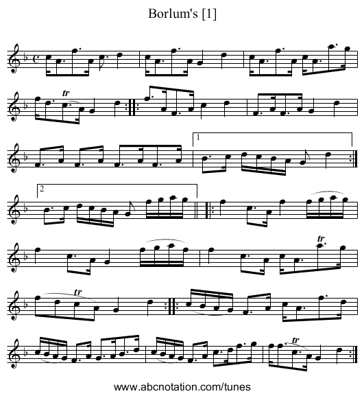 Borlum's [1] - staff notation