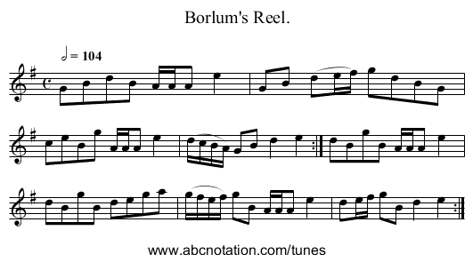 Borlum's Reel. - staff notation
