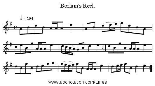 Borlum's Reel. - staff notation