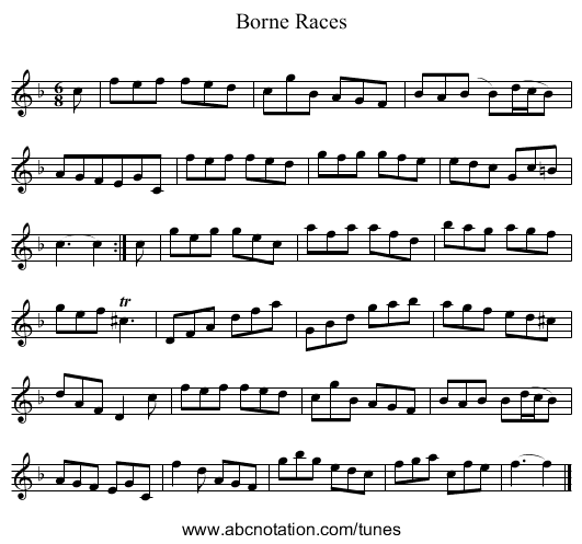 Borne Races - staff notation