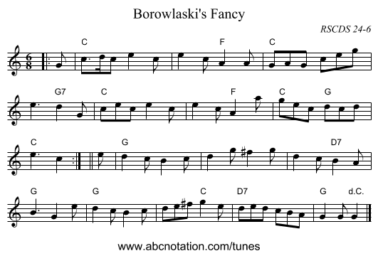 Borowlaski's Fancy - staff notation
