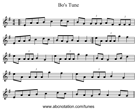 Bo's Tune - staff notation