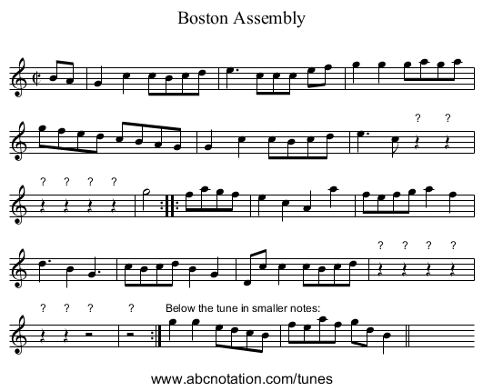 Boston Assembly - staff notation
