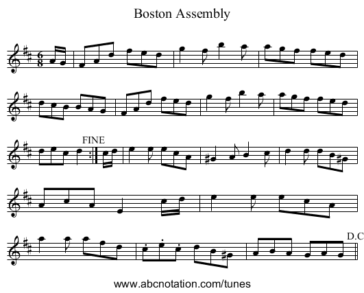 Boston Assembly - staff notation