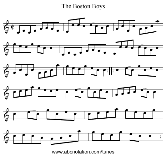 Boston Boys, The - staff notation