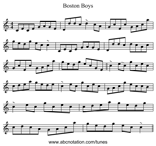 Boston Boys - staff notation