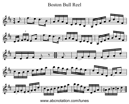 Boston Bull Reel - staff notation