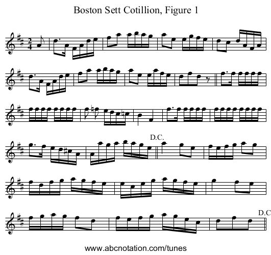 Boston Sett Cotillion, Figure 1 - staff notation