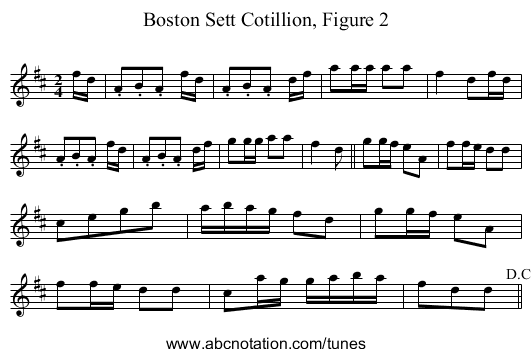 Boston Sett Cotillion, Figure 2 - staff notation