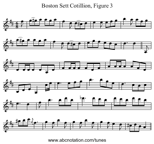 Boston Sett Cotillion, Figure 3 - staff notation