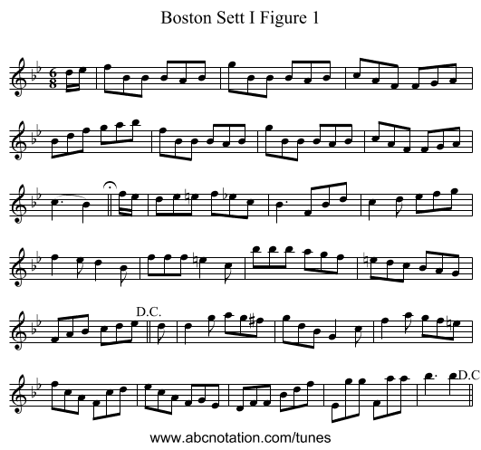 Boston Sett I Figure 1 - staff notation