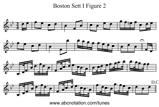 Boston Sett I Figure 2 - staff notation