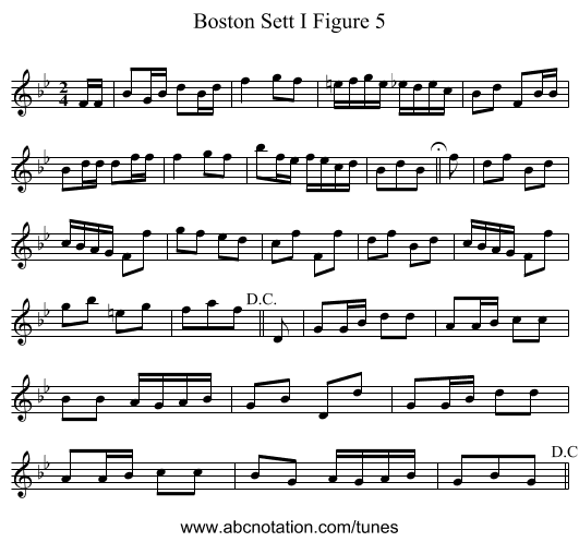 Boston Sett I Figure 5 - staff notation