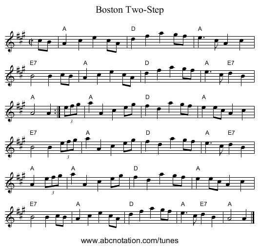 Boston Two-Step - staff notation