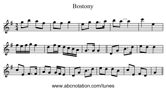 Bostony - staff notation