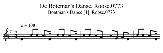 Boteman's Danse. Roose.0773, De - staff notation