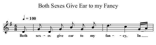 Both Sexes Give Ear to my Fancy - staff notation