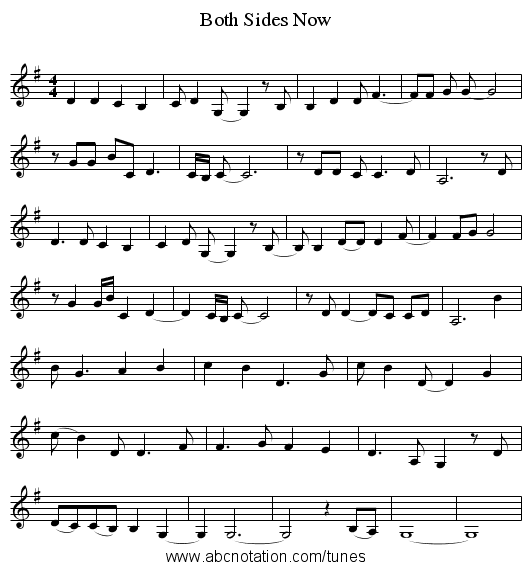 Both Sides Now - staff notation